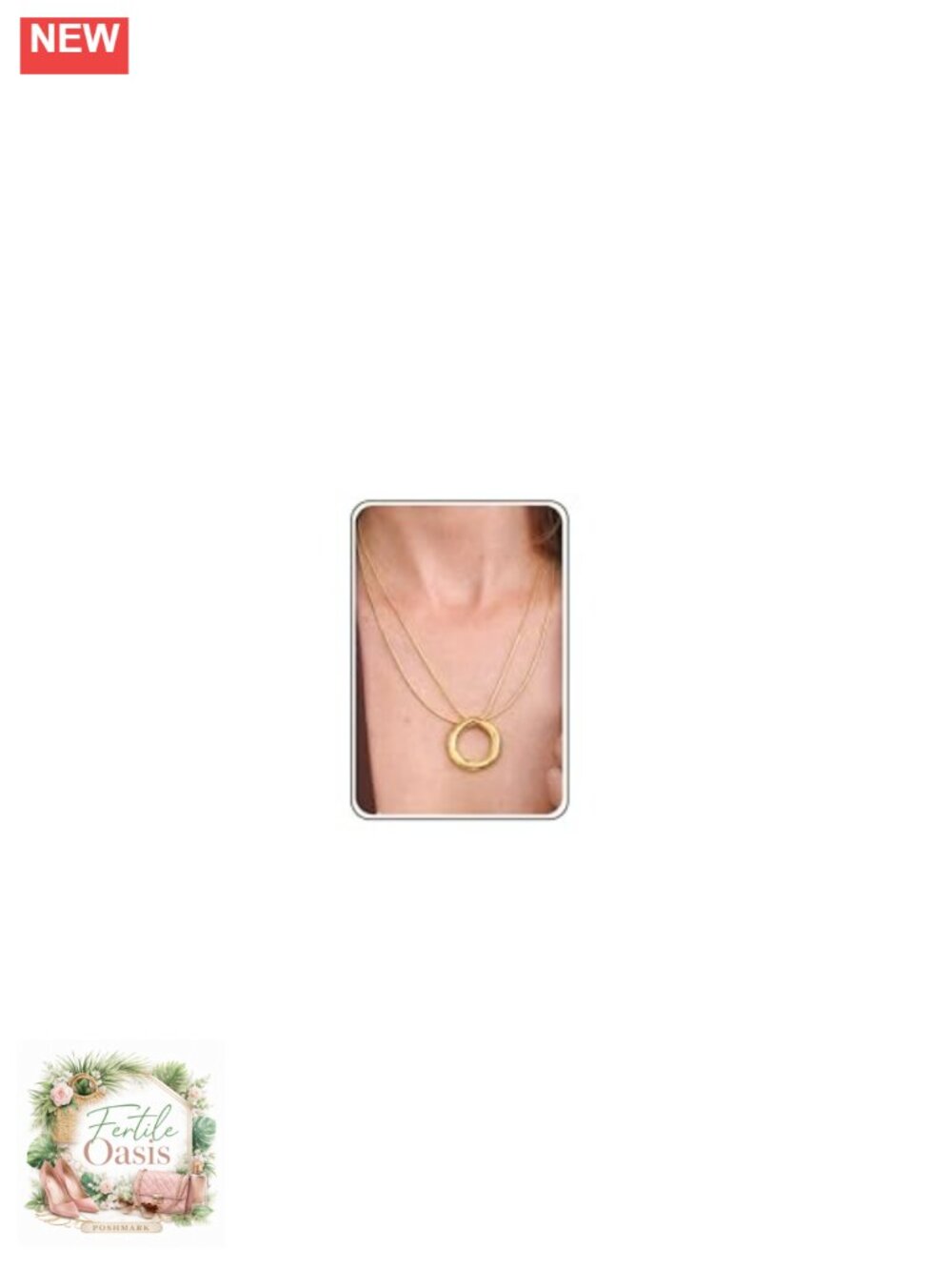 Layered Gold Necklace 16K Plated Dainty Double Circle Pendant Stackable Chain